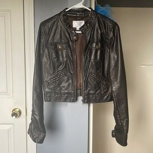 Xhiliration brown faux leather jacket XS